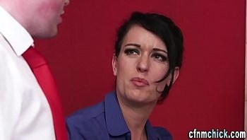 Clothed brit teacher tugs