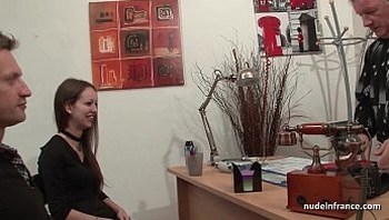 Amateur anal casting couch of a skinny french brunette in stockings
