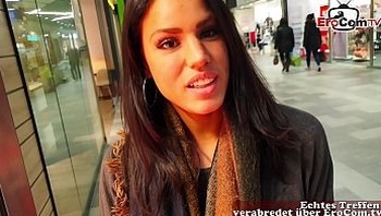 German amateur latina teen public pick up in shoppingcenter and POV fuck with huge cum loads
