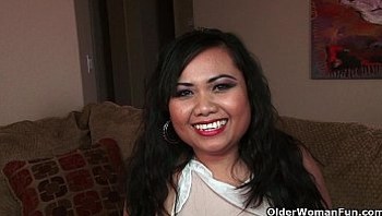 Asian milf gets a cum coating