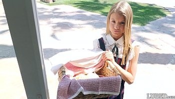 She looks so innocent and cute selling cookies in her little dress...gets fucked hard and takes a load on her adorable and pretty face (Asuna Fox)