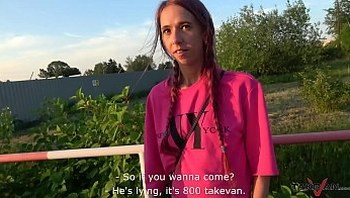 Crazy lost assistant missed bus & love ride on cock in van