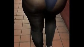 Wife in see through leggings walking with visible panties
