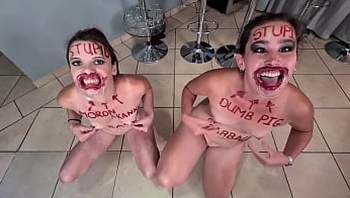 Two stupid whores doing stupid things self humiliation and humiliating each other