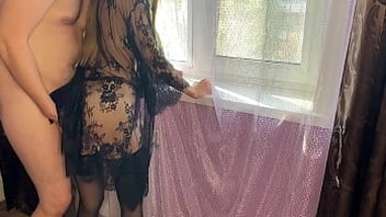 A slutty MILF seduced a neighbor and he fucked her from behind