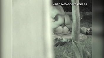 During meeting of friends, couple discreetly moves away to fuck, shaft is discovered