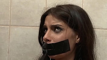 Captured in the toilet. Part 3. He fistings her big cunt.