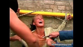 Grungy BDSM counterfeit with blonde slut who