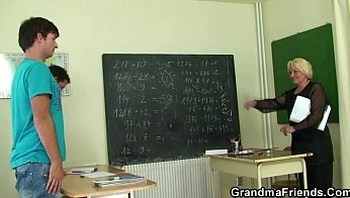 Two studs fuck old school teacher