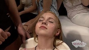 18yo Veronika with 50 guys in bukkake gangbang Part 2