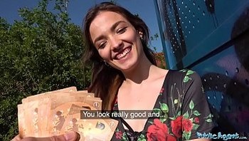 Public Agent Tattooed sexy minx Kylie Nymphette cums on cock outdoors public-agent