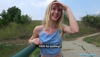 Public Agent Horny blondes tight body fucked for cash in forest public-agent