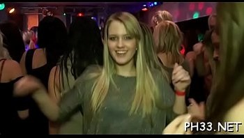 Hard core gang bang in night club