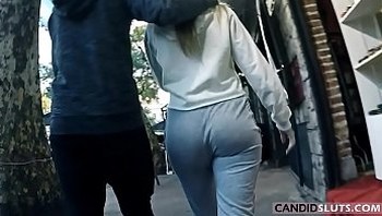Lovely PAWG Teen Big Round Ass Candid Voyeur in Grey Cotton Pants - CandidSluts.com Video CS-082