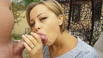 Sexy milf sucks his big mushrooms cockhead and swallow all his sperm