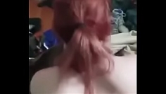 hot little redhead moaning on all fours
