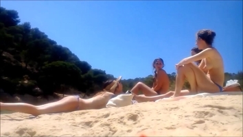 four topless college girl at the beach