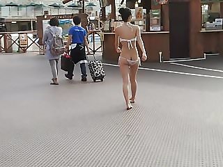 tiny white bikini at the public pool 4