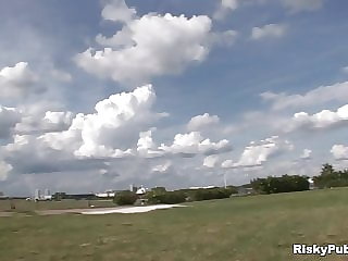 Super sexy girl poses in public