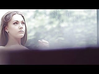 Wonderful British brunette Courtney K strips and masturbates