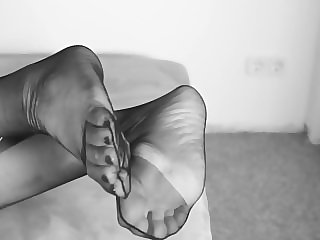 Shoelaces Stockings Foot fetish in slow motion with cumshots
